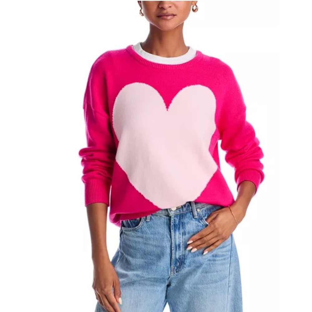 Pink Heart Sweater - Women's Crew Neck